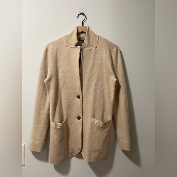 J. Crew Tan Knit Business Casual Classy Sweater Blazer Size Medium - Picture 3 of 10